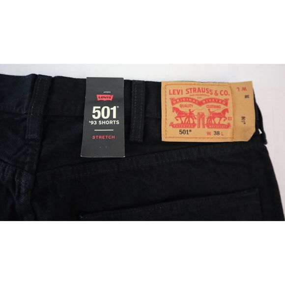 Levi's 501 (365120040) Men's Sz 38 Black '93 Stretch 9" Denim Jean Shorts - Picture 3 of 7
